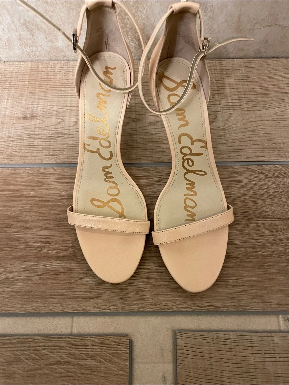 Sam Edelman Beige/Nude Ankle-Strap Heeled Sandals